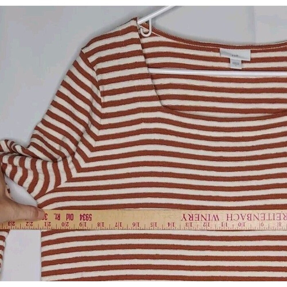 J Jill Women‎ Stripe Top Large Brown Cream Terry Knit - Picture 5 of 10
